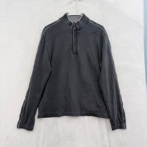 Hugo Boss 1/4 Snap Sweater Mens L Gray Knit Pullover Regular Fit